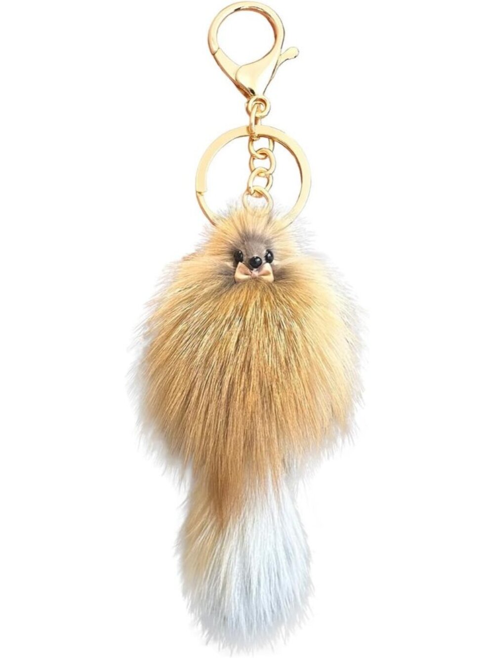 Brown Plush Fox Tail Keychain Furry Bag Charm for Women Handbags Backpacks Gift